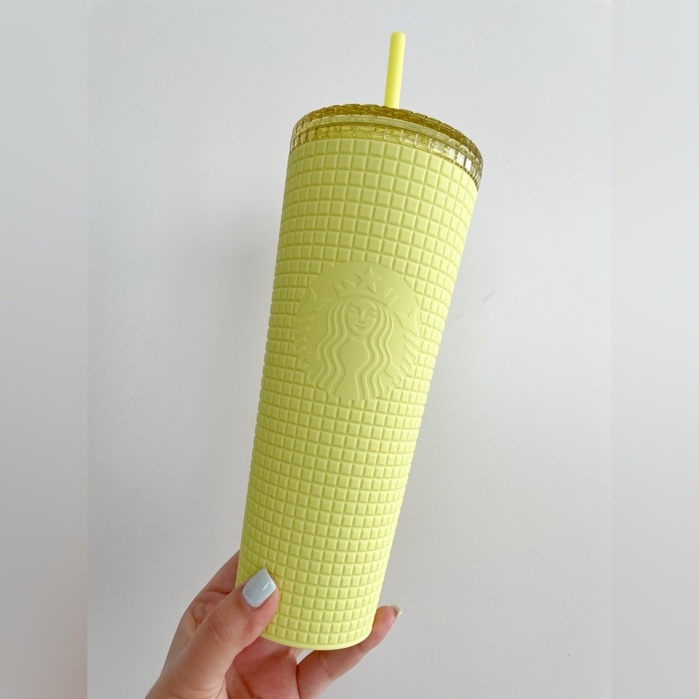 🆕 Starbucks Meadow Yellow Grid Soft Touch Tumbler - 24oz